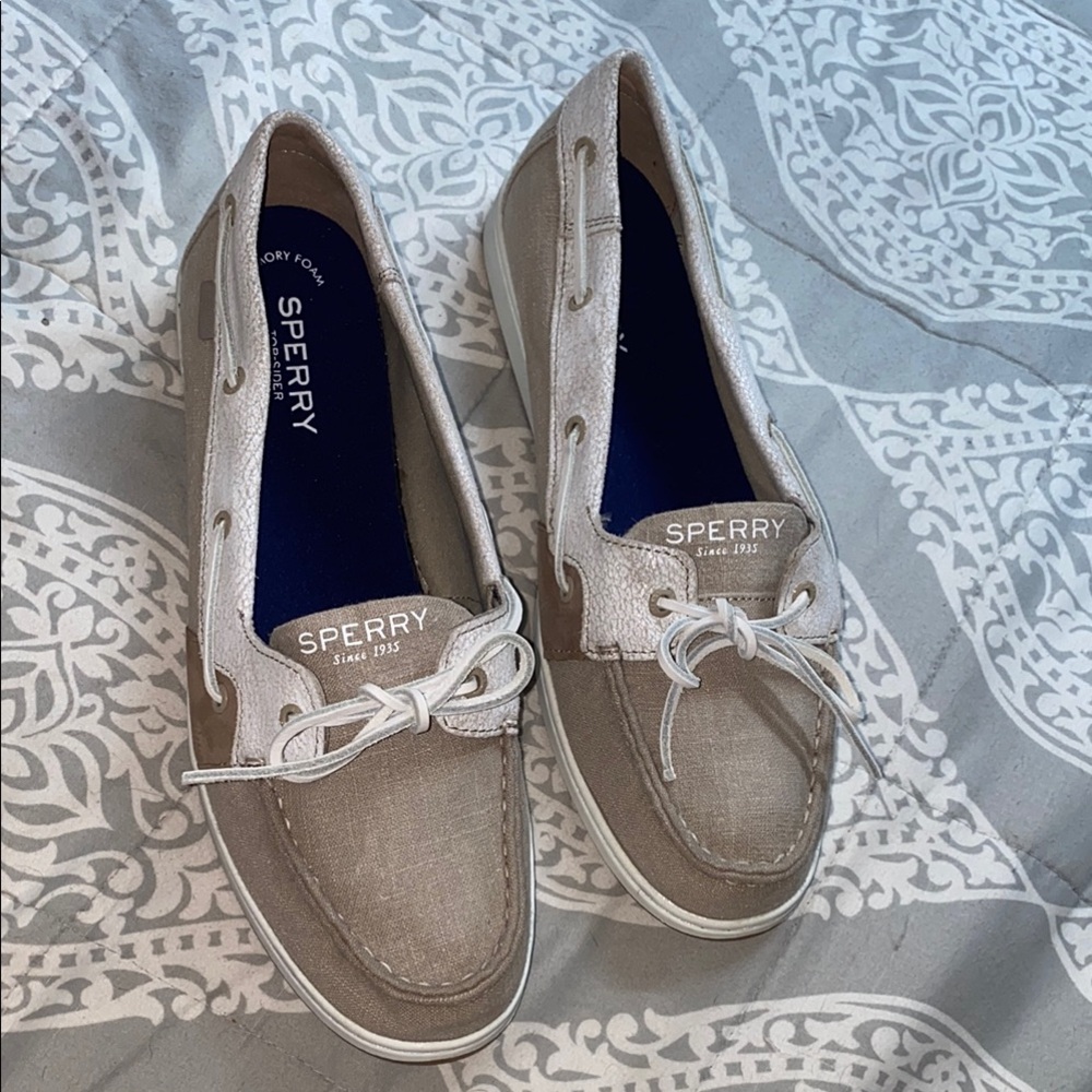 Sperry Tan Sneakers with Moccasin-Style Stitching and Non-Slip Soles